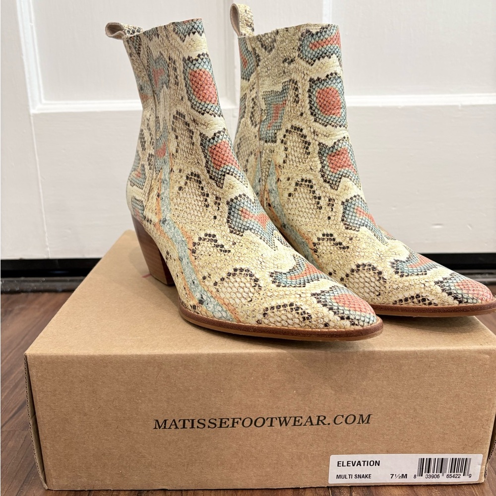 Matisse footwear snakeskin print ankle boots. Purchased for $250